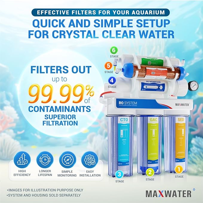 Replacement Filters for 6 Stage RO DI System - Sediment, GAC, CTO, Post-Carbon, Mixed Bed DI, 10 inch Standard Size Water Filters