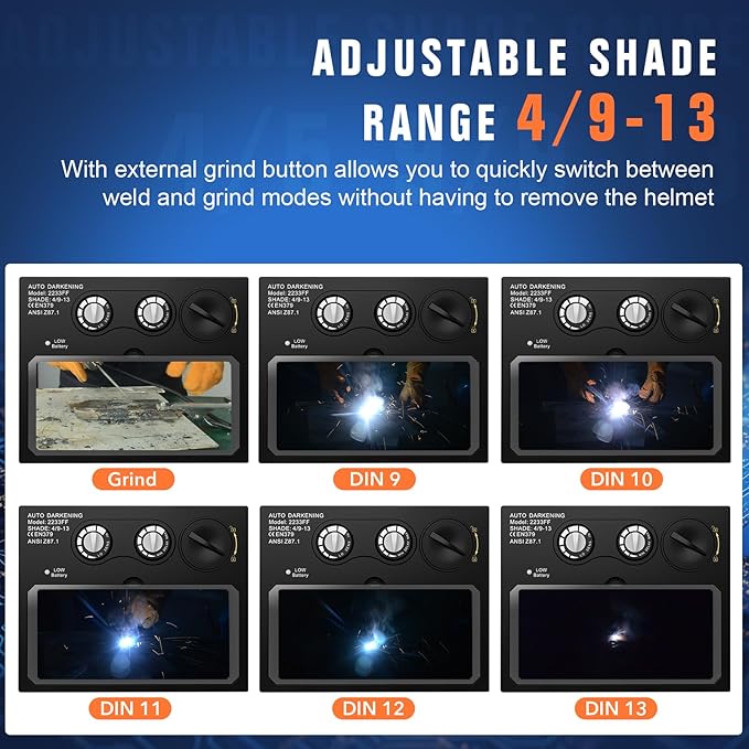 TRQWH Welding Lens - Solar Auto Darkening Welding Helmet Lens True Color Technology with 2 Arc Sensor Ajustable Shade Range 4/9-13 Automatic LCD Lens Dimming Shade Filter 4.33x3.54in Auto Welding Lens