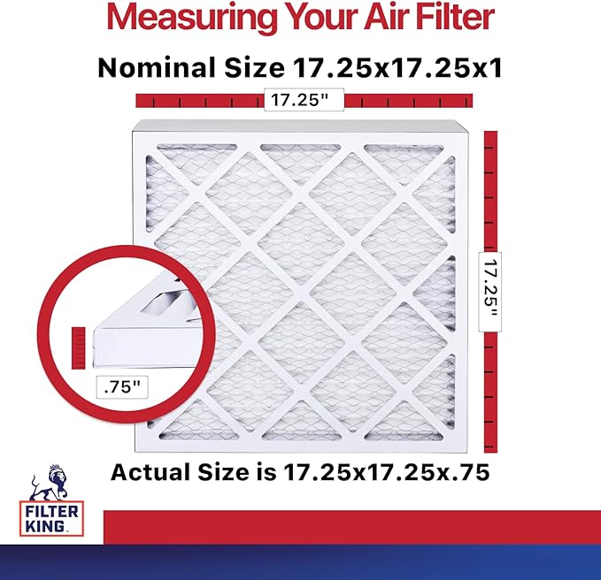 Filter King 17.25x17.25x1 Air Filter | 6-PACK | MERV 11 HVAC Pleated A/C Furnace Filters | MADE IN USA | Actual Size: 17.25 x 17.25 x .75"