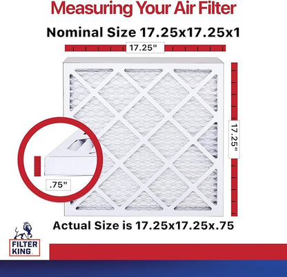 Filter King 17.25x17.25x1 Air Filter | 6-PACK | MERV 11 HVAC Pleated A/C Furnace Filters | MADE IN USA | Actual Size: 17.25 x 17.25 x .75"