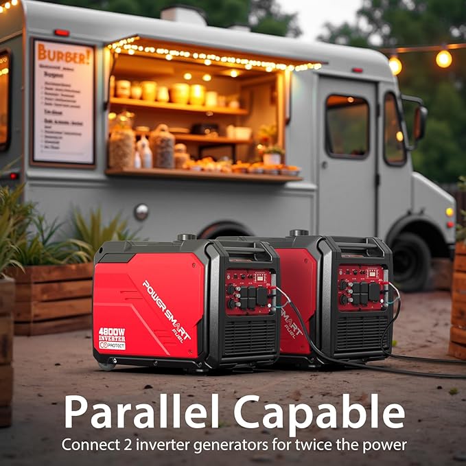PowerSmart 4800-Watt Portable Inverter Generator with Electric Start, Super Quiet，Wheel Handle Kit, CO Protect, RV Ready, Parallel Capable Included, EPA Compliant