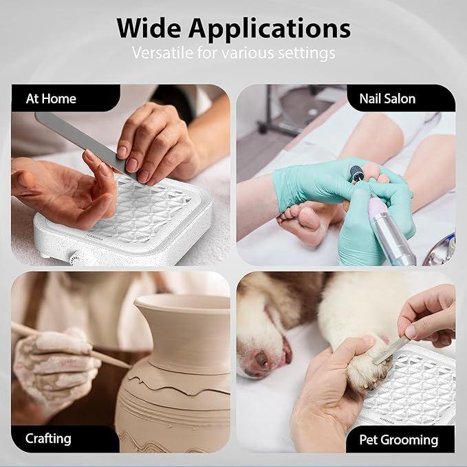 Nail Dust Collector Quiet & Powerful - Compact Dust Collector Nail Tech with Reusable Filter - 8000 RPM Suction Brushless Turbine for Max Dust Suction & Low Noise - For Beginners, Home & Salon