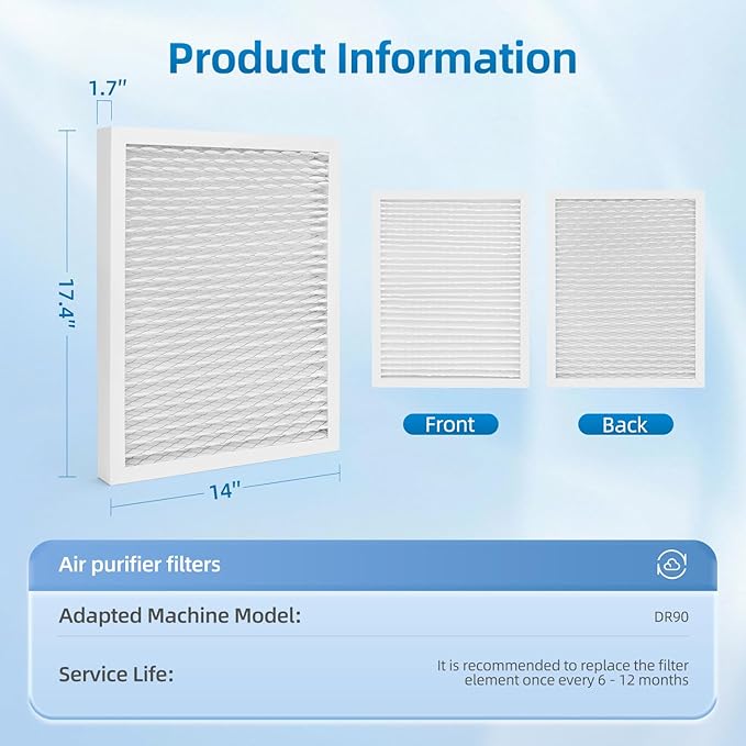 14 x 17.5 x1.75 MERV 13 Replacement Filter Compatible with Honeywell DR90 DR120 Dehumidifiers (50070171-002) Santa Fe Advance90 Advance100 Advance120,4 Pack