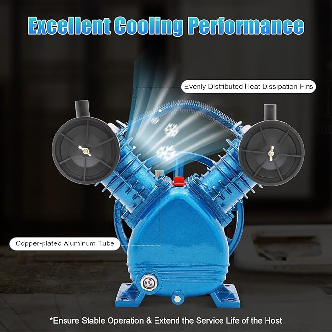 V Air Compressor Pump Head for 3 HP 2 Piston Motor Twin Cylinder Single Stage,Air Compressor Pump Motor Head Single Stage, in Tools & Home Improvement Portable Air Compressors