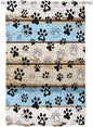 Sheer Curtains 63 Inch Length, Blue Brown Paw Prints Semi Sheer Curtains Light Filtering Window Treatment, Vintage Farmhouse Rustic Wooden Grain Privacy Voile Drapes for Living Room Bedroom 52x63 Inch