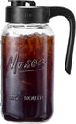 Mason Jar Pitcher - Airtight & Leakproof Glass Pitcher with Lid, Perfect for Breastmilk, Cold Brew, and Sun Tea, 2 Quart (64 oz) 1/2 Gallon Mason Jar with Pour Spout Lid