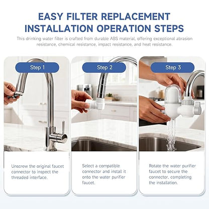 Sinks-Mounted faucetfilterefficientwaterpurificationsystemeffectivelyremovesunpleasantchlorineodorand impurities, suitablefor15/16 13/15 inch and 3/4 inch Kitchen (White)