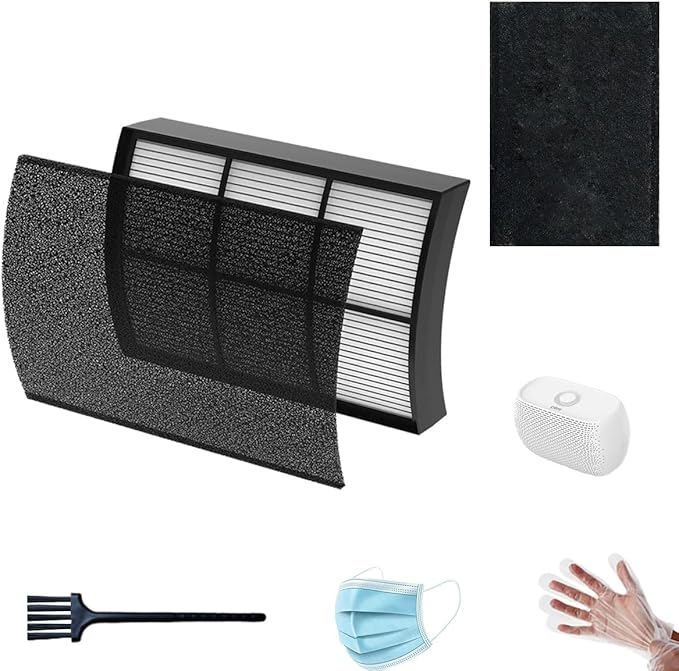PECOMFIL Replacement Filter Compatible with PureZone Breeze Tabletop Air Purifier PECOMPAP, 1-Pack True HEPA Filters + 2 Activated Carbon Pre-Filters, 2-in-1 High Efficiency Filtration System