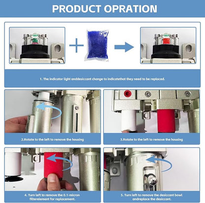 1/2" NPT 3 Stage Air Drying System,Heavy Duty Industrial Grade Air Compressor Water Separator System,Filter Oil Water Separator Dryer for Plasma Cutter and Paint Spray,0-240 PSI,Auto Drain
