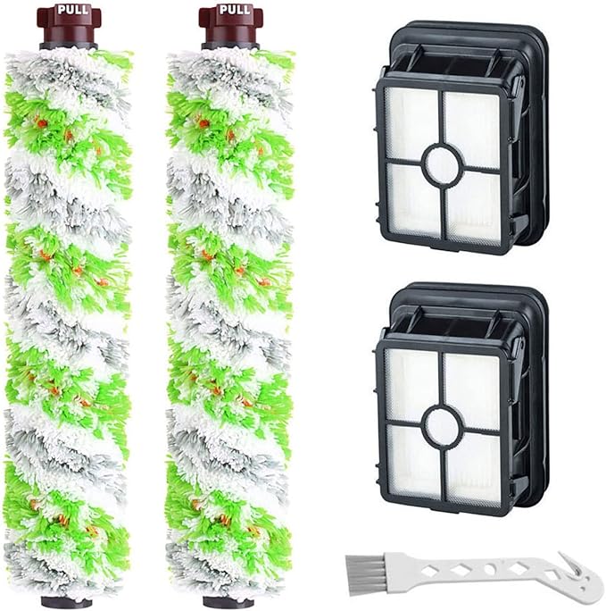 Lemige Brush Filter Replacement Parts for Bissell CrossWave Vacuum 3888A 1785 Pet Pro 2306A Cordless Wet Dry Vac, 2 Pack 2460 Multi-Surface Pet Brush Roll & 1866 Vacuum Filter, Part 1613568 1608684