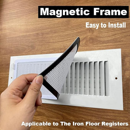 White Floor Register Vent Screen Cover 4"x10" Magnetic, Perfect for Wall/Ceiling/Floor Air Vent Filters (4-Packs)