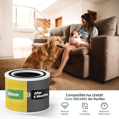 Core 300 Core 300s Filter Compatible with LEVOIT Core 300 and Core 300S VortexAir Air Purifier, Core 300-RF and Core P350 3-in-1 Hepa Filter, Part No. Core 300-RF and Core P350-RF, 2 Pack Green