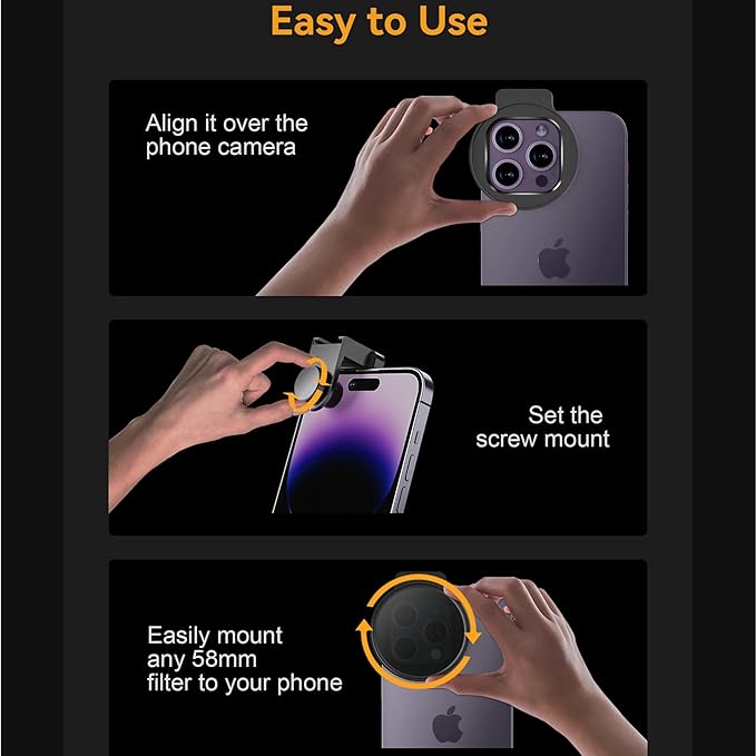 Fotorgear Camera Lens Filter,67mm Clip On Filters Professional Photography for Camera Lens, 67mm Universal Phone Polarizer Filter CPL ND Black Mist Gold Streak for iPhone Xiaomi Huawei (Black Mist)