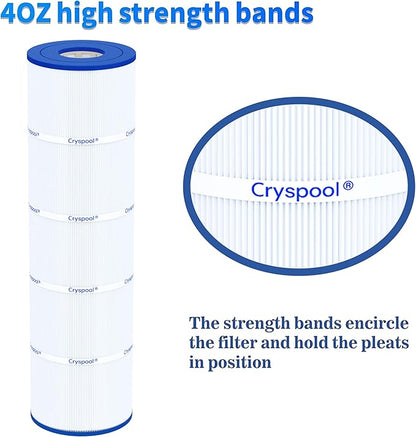 Cryspool® 07077 Filter Compatible with CCP420, Clean and Clear Plus 420, PCC105-PAK4, R173576, C-7471, 178584, 817-0106, FC-6470, 4×105 Sq. Ft Pool Filter Cartridges, L×OD: 26-1/16"×7”, 4 Pack