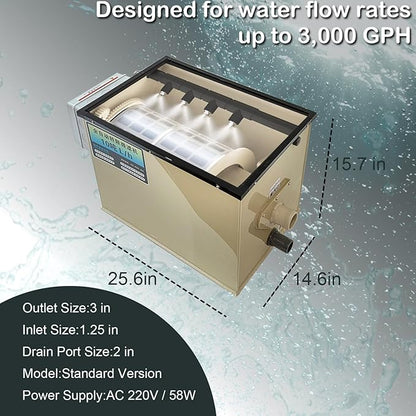 Koi Pond Rotary Drum Filter 3000GPH 220V, Fully Automatic Self-Cleaning Filter, High-Efficiency RDF for Koi Pond,Fish Pond,Aquarium,Fish Farm,Seedling Cultivation Base,Aquaculture,Hydroponics