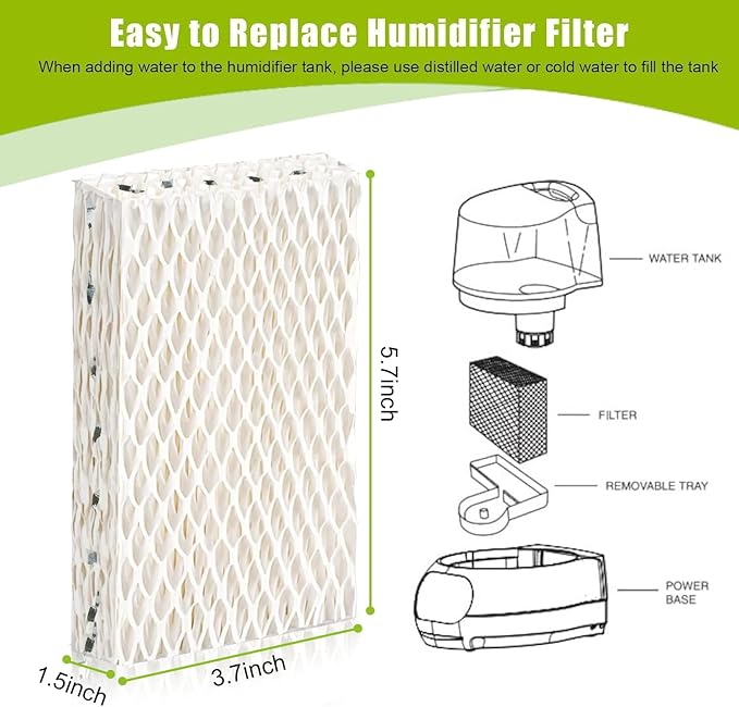 6 Pack WF813 Humidifier Filters Wick Replacement Compatible with ReliOn RCM-832 RCM-832N WF813 DH832 ProCare PCWF813 Equate EQWF813 EQ-2119-UL Duracraft DH-830 Cool Mist Humidifier Filters