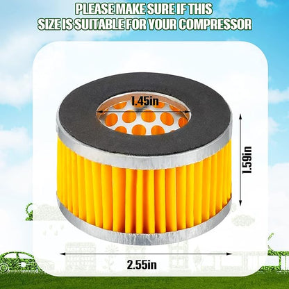 8 Pcs Air Compressor Replacement Filter Elements 2.6 x 1.6 Inch Piston Type Air Compressor Intake Paper Filter Elements
