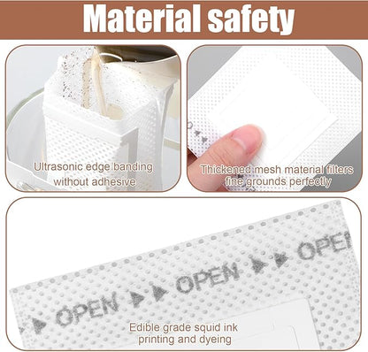 Sibba 100 PCS Portable Coffee Filter Bag with Hanging Ear Design Disposable Drip Coffee Filter Paper Bag Single Serve Pour Over Coffees Filters Paper Bags for Travel Camping Office & Home Brewing