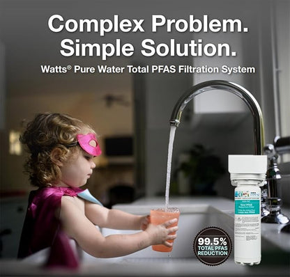Watts Premier H2O-F47 Quick-Change Total PFAS Reduction Under Counter Water Filter Cartridge Replacement, Reduces Forever Chemicals, High Flow Rate 1.5 GPM, 1/4 Turn Quick Change, 1,900 Gal Capacity