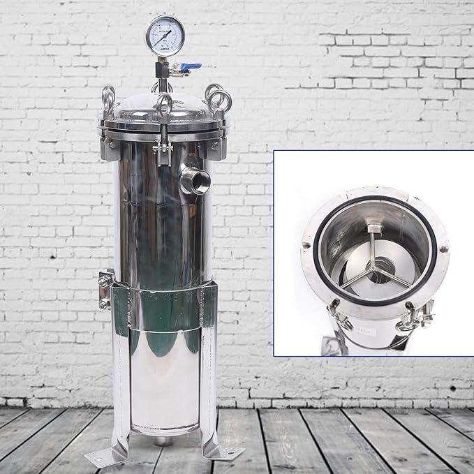 1" NPT Fluid Filter, 304 Stainless Steel - 2 Bag Filter Housing, 150PSL High Pressure Filtration System, 10t/h High Pressure Filter Available for Whole House
