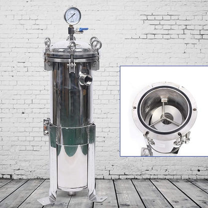 1" NPT Fluid Filter, 304 Stainless Steel - 2 Bag Filter Housing, 150PSL High Pressure Filtration System, 10t/h High Pressure Filter Available for Whole House
