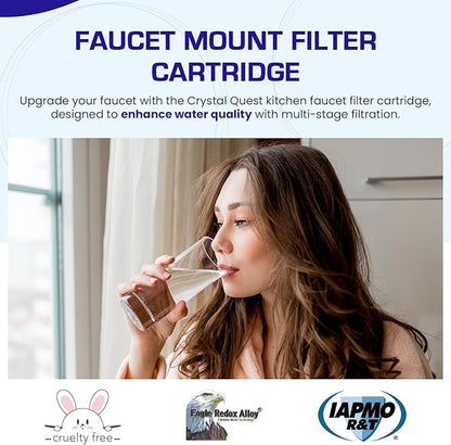 Crystal Quest Faucet Mount Filter Cartridge – Advanced Multi-Stage Filtration for Chlorine, Heavy Metals, VOCs, & More 6-12 Months Lifespan, Easy Tool-Free Installation [Pack of 4]