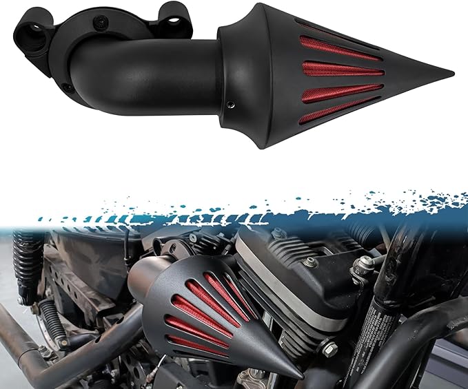 Air Cleaner Motorcycle CNC Spike Air Intake Filter Kit Fit for Harley Sportster XL Iron 883 1200 2004-2022 (Black)