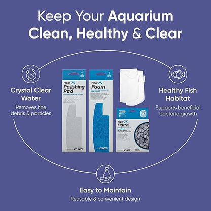 Tidal 75 Filter Maintenance and Replacement Filter Media Kit, Including Gokul Brands Aquarium Filter Media Bags (Tidal 75 Polishing Pads, Foam Filter Sponge, Matrix Bio Media)