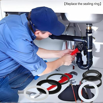 6PCS 56mm (2.2") Narrow Edge Rubber Sealing Gaskets - Leak-Proof Washers for Kitchen Sink Drain, Waste Pipe & Flat Sliding Joints