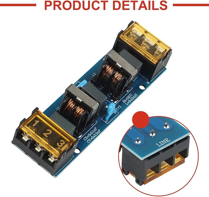 Two-Stage Low-Pass for EMI Power Filter Board 6A/25A High-Frequency Noise Suppression for Measuring Instruments Automation Systems Inverters and Communication Equipment(6A)