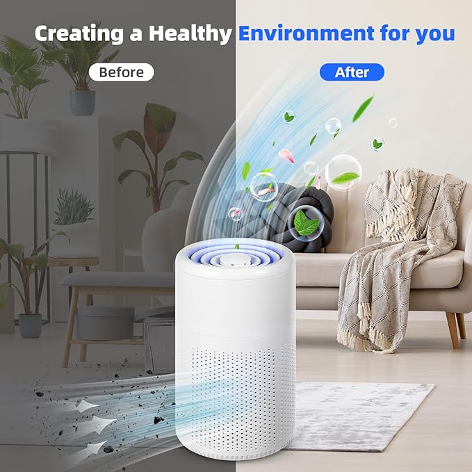 Small Air Purifier for Bedroom Home: Personal Desk Mini Air Purifier – Filters Smoke Dander Hair Odors - 20dB Pet Air Purifiers Fresheners Cleaner for Desktop,Office,Kitchen
