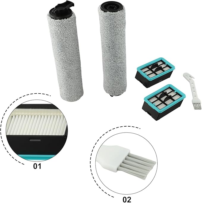 5PCS Vacuum Attachments For Bissell For CrossWave 3831 HF2 3845 3847 3848 No. B0555, 1637755, 1632973, Roller Brush, Washable Filter, Floor Scrubber Brush, Wet Dry Vacuum Accessories