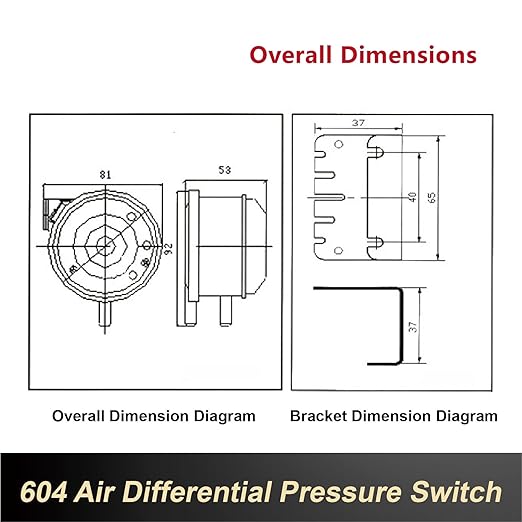 1pcs 604 Micro Differential Pressure Switch - 20-1000Pa Adjustable Air & Gas Sensor for HVAC Systems, Ventilation, Filter, Duct Alarm Use(30-300pa)