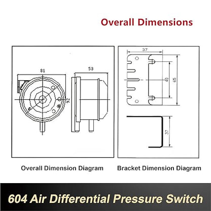1pcs 604 Micro Differential Pressure Switch - 20-1000Pa Adjustable Air & Gas Sensor for HVAC Systems, Ventilation, Filter, Duct Alarm Use(30-300pa)