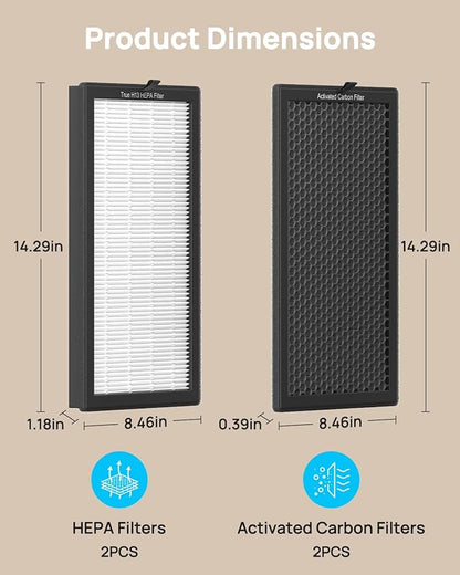AP400 Official Genuine Replacement Filter Set, 4-Pack with 2 H13 True HEPA Filters and 2 Activated Carbon Filters, Designed by Original Manufacturer, Easy Installation