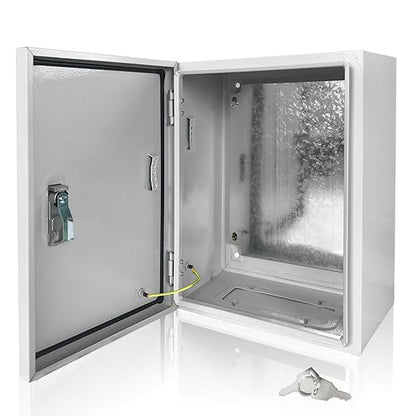 Electrical Box 20 x 16 x 10 Inch Indoor Outdoor Electrical Enclosure Box Steel Junction Box Wall Mounted Universal Electrical Project Box with Safety Locks and Mounting Plates