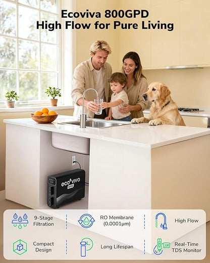 Ecoviva E8 800 GPD Reverse Osmosis Water Filter