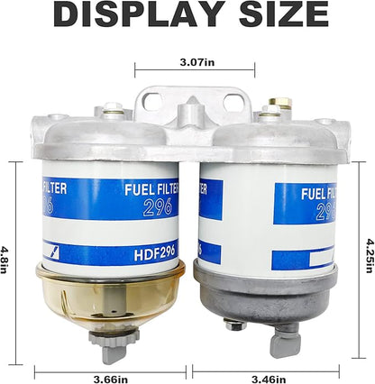 Dual Double Fuel Filter Assembly Replacement for Ford 2000 3000 4000 and More Replacement for Allis Chalmers, Massey Ferguson, Landini New Holland NH Universal Replaces 7111-296 EBPN9N166AA