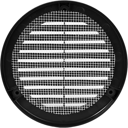Vent Systems 4" Inch (Opening Dimensions) - Pack of 10 - Black Soffit Vent Cover - Plastic Round Air Vent Grille - Built-in Mesh Screen - HVAC Register Louver for Bathroom, Home, Kitchen