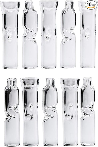 Premium Quality Glass Cigarette Rolling Filter Tips - Pack of 10 (8x35mm-Flat Mouth)