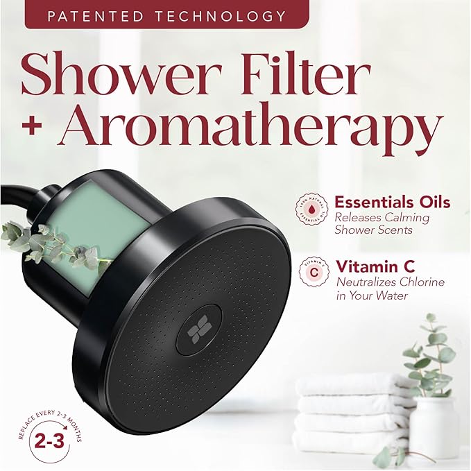 Vitamin C Shower Filter Replacement Cartridge + Shower Steamers Aromatherapy - K Beauty Skin & Hair Enhancement, Universal Water Filter Replacement for AquaBliss - Eucalyptus Scent