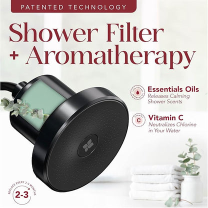 Vitamin C Shower Filter Replacement Cartridge + Shower Steamers Aromatherapy - K Beauty Skin & Hair Enhancement, Universal Water Filter Replacement for AquaBliss - Eucalyptus Scent