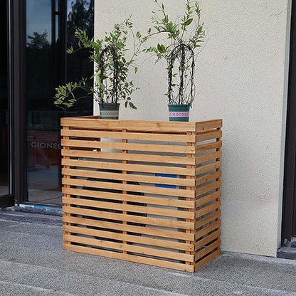 Wood Air Conditioner Fence Screen - Hide Outdoor Unit Stylishly with Tall Weatherproof Shutters Central Air Conditioner Covers (Pear Color L105Xw45Xh95Cm)
