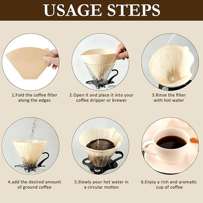 200 Count Unbleached Coffee Filters Natural Brown Cone Coffee Filter Paper for 3–8 Cup Drip Coffee Maker, Disposable Paper Coffee Filters for Pour Over Brewer & Coffee Machine
