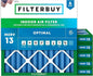 Filterbuy 25x25x2 Air Filter MERV 13 Optimal Smoke & Allergy Defense (6-Pack), Electrostatic Pleated HVAC AC Furnace Filters Replacement, Made in USA (Actual Size: 24.50 x 24.50 x 1.75)