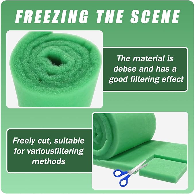 2PC Aquarium Filter Floss - 12" x 78" (6.5ft per roll) - Total 13ft - 1" Thick Premium Polyester Filter Pad for Fish Tank - Mechanical Filtration, Crystal Clear Water, Fits Most Filters(13ft)