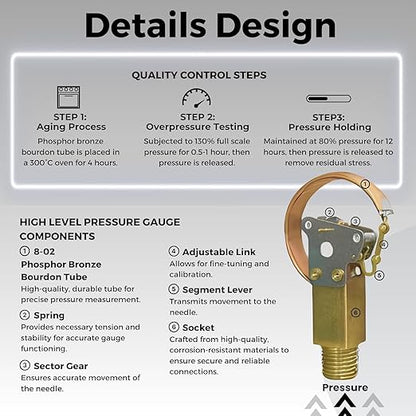 Glycerin-Filled Pressure Gauge,Brass Internal 2-Inch Gauge, Stainless Steel, 1/4" NPT Lower Mount (0-100Psi 2 Pack)