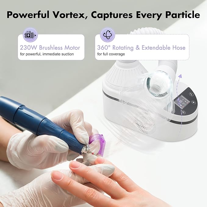 Nail Dust Collecting Machine, Multifunctional Polisher Dust Vacuum Cleaner, Tabletop Dust Collector for Laboratories, Dust Collector Vacuum Cleaner, For Adsorbing the Dust Produced in Daily Polishing