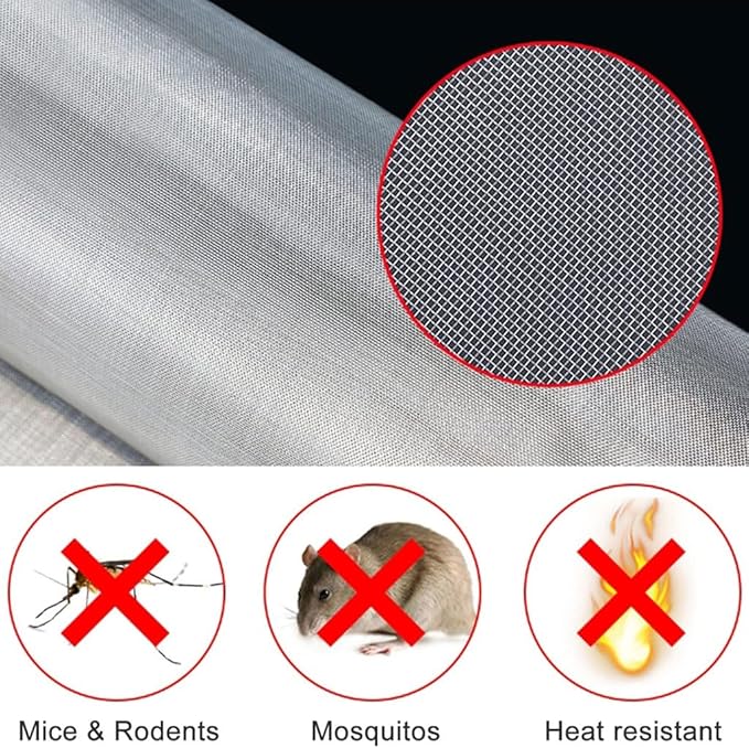 MRYBD 304 Stainless Steel Woven Wire Mesh Small 1mm Hole Fine Wire Mesh, 30 Mesh Drain Cover Mesh, Garden Insect Screen, for Air Bricks, Window, Vents, Filter 1x1m