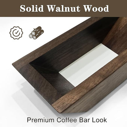 Coffee Filter Holder Magnetic, Solid Walnut Wood Coffee Filter Storage Organizer for Coffee Station, Holds Up to 50 V60-Style Cone Paper Filters, Side Mount for Espresso Machine or Fridge